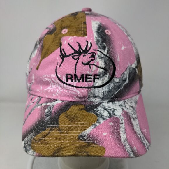 RMEF Strapback Hat Pink Camouflage OSFM Adjustable Embroidered Outdoor Cap - Picture 2 of 7